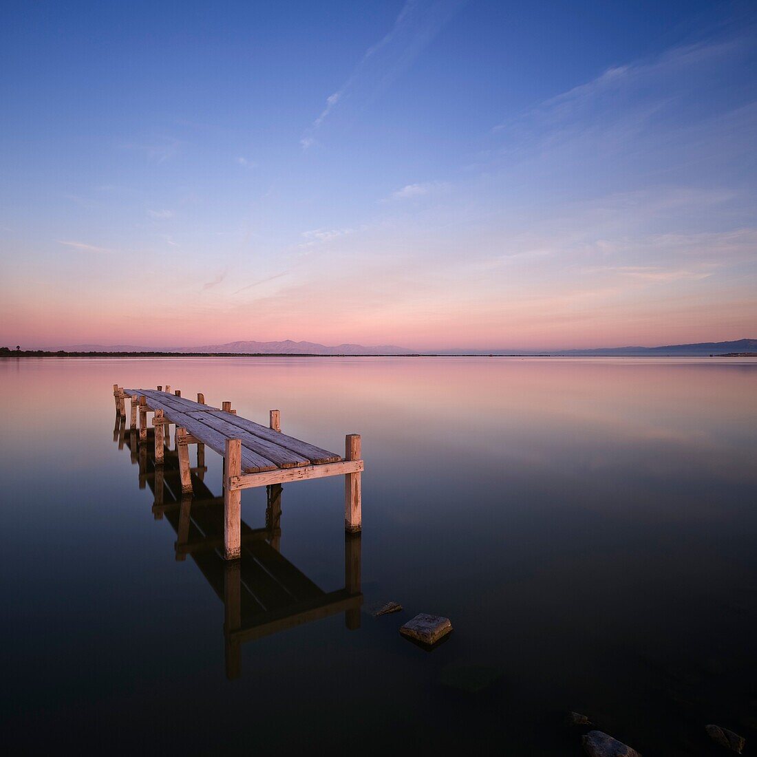 Abandoned walkay in water, Salton Sea, California