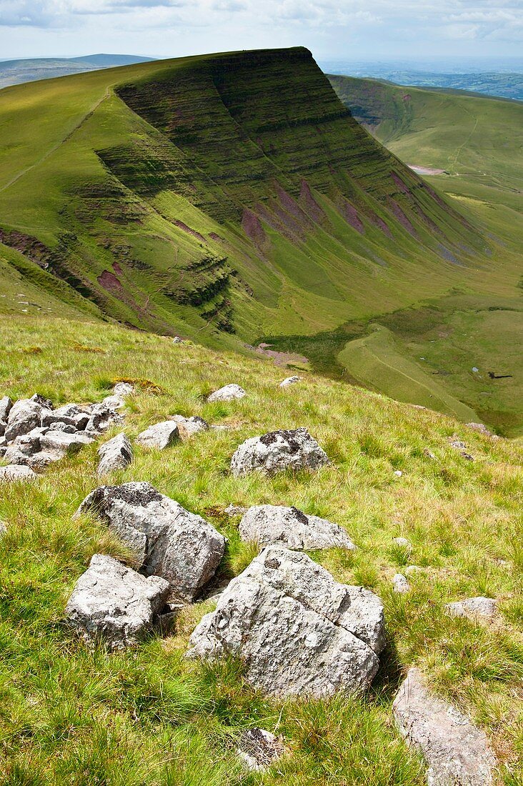 View towards Picws Du, Black mountain, Brecon Beacons national park, Wales