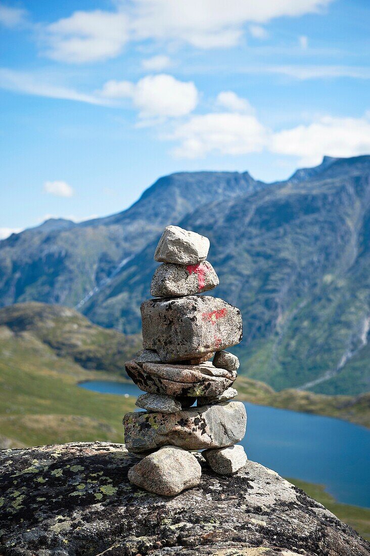 Trail marking cairn, Jotunheimen national park, Norway