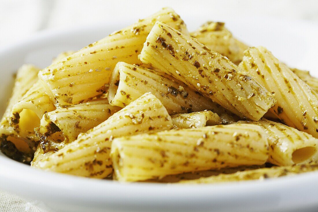 Penne Rigate dish with basil pesto
