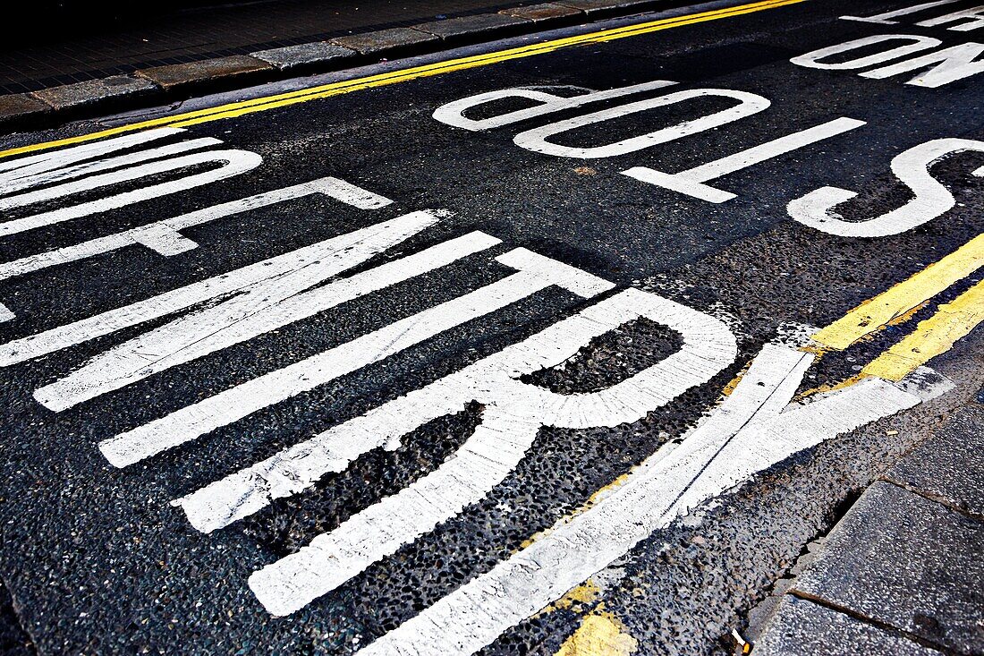 Markings on a street in Dublin