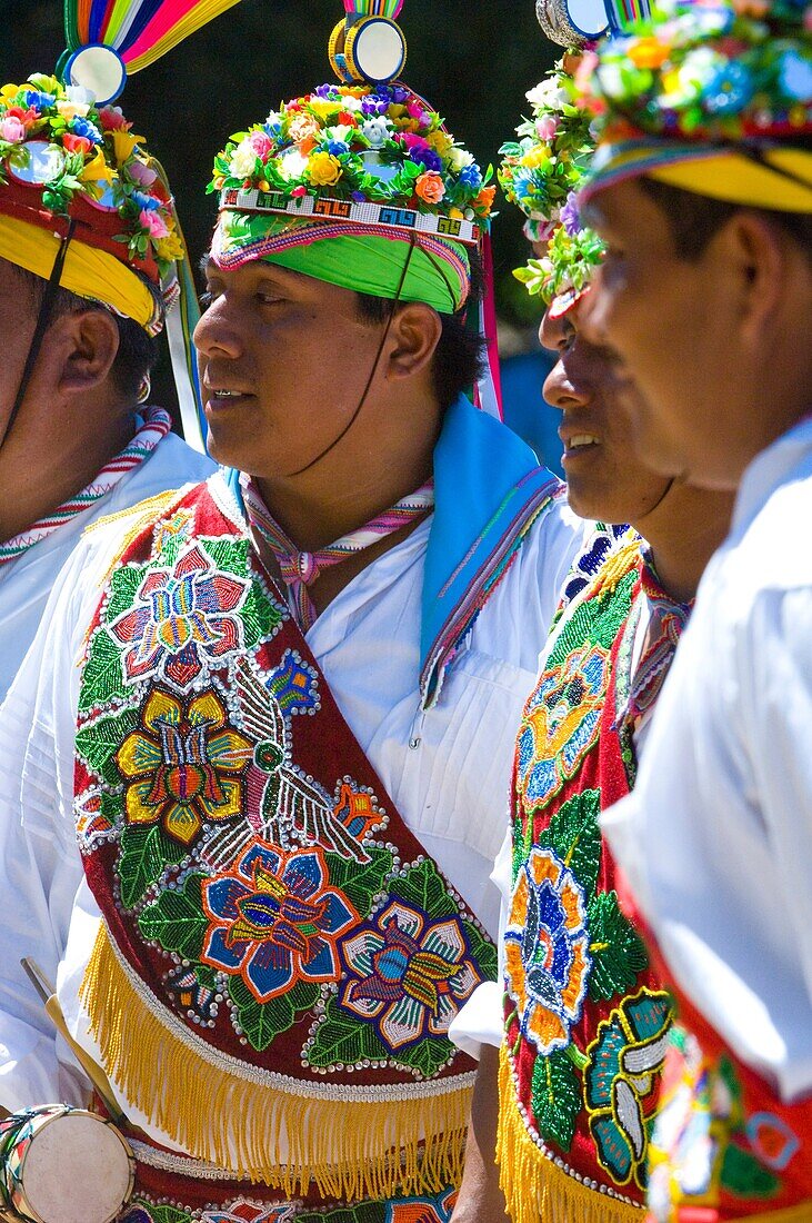 Voladores de Papantlaflying Men,  in an acient ritual from the state of Veracruz, Mexico Preformed at Las Golondrinas south of Santa Fe, New Mexico