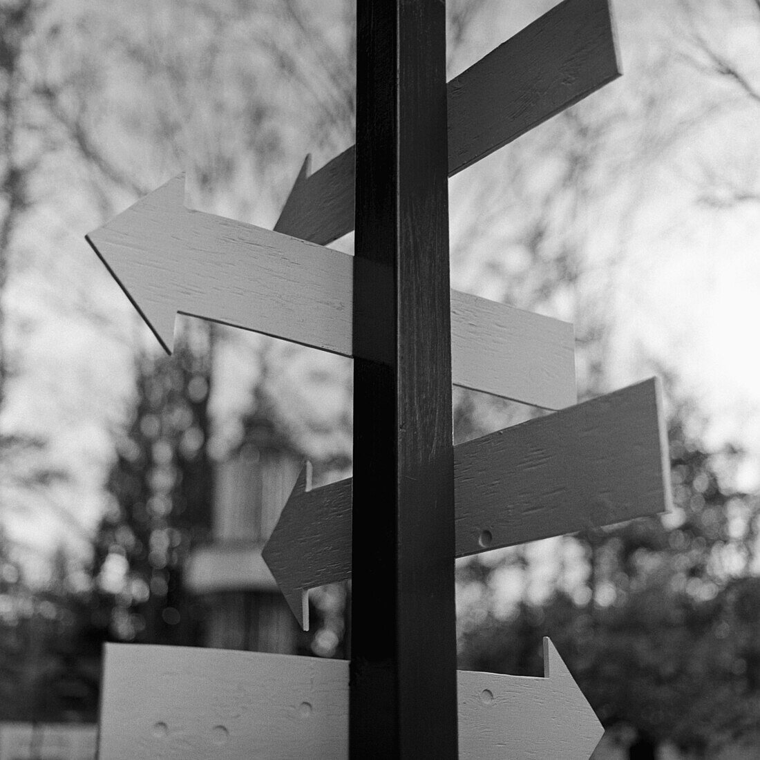 Wooden Arrow Signs on a Post