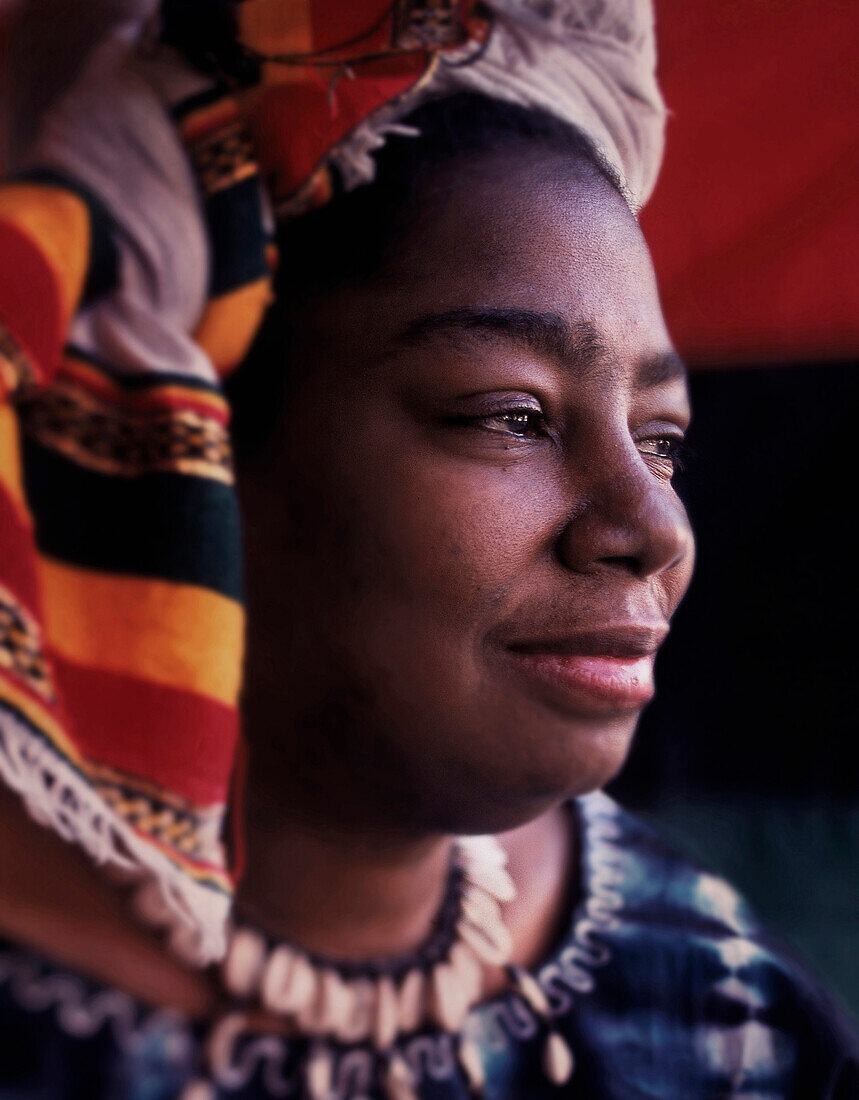 Woman Wearing African Head Scarf