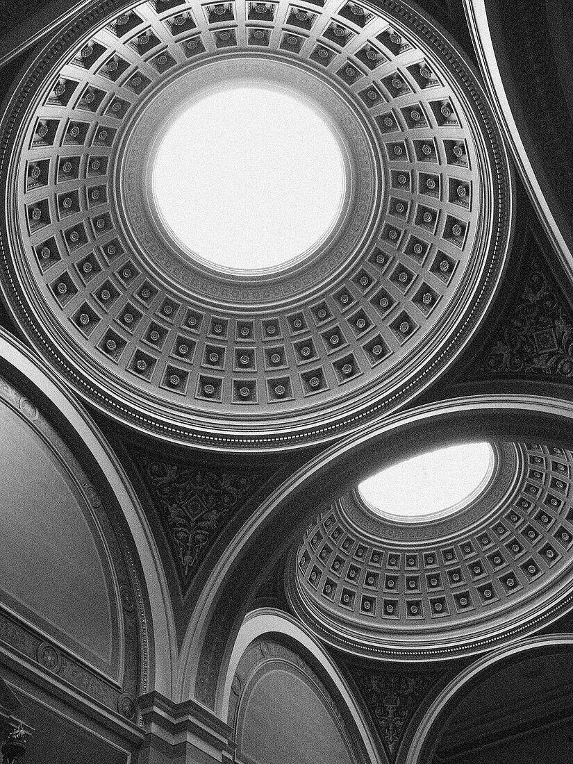 Ceiling With Two Domes and Skylights