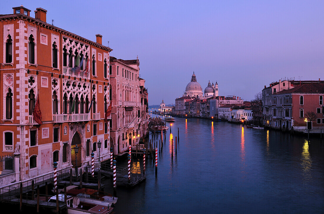 View over Grand Canal to Santa Maria della Salute, Venice, Veneto, Italy