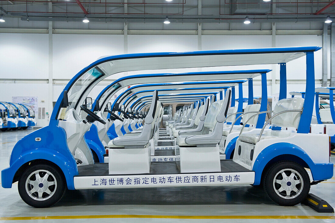 Electric Vehicles in a Warehouse, Shanghai, China