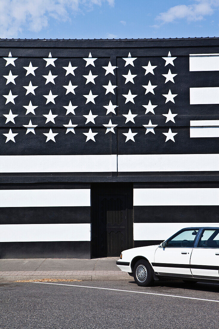 Building with an American Flag Paint Job, Waitsburg, WA, USA