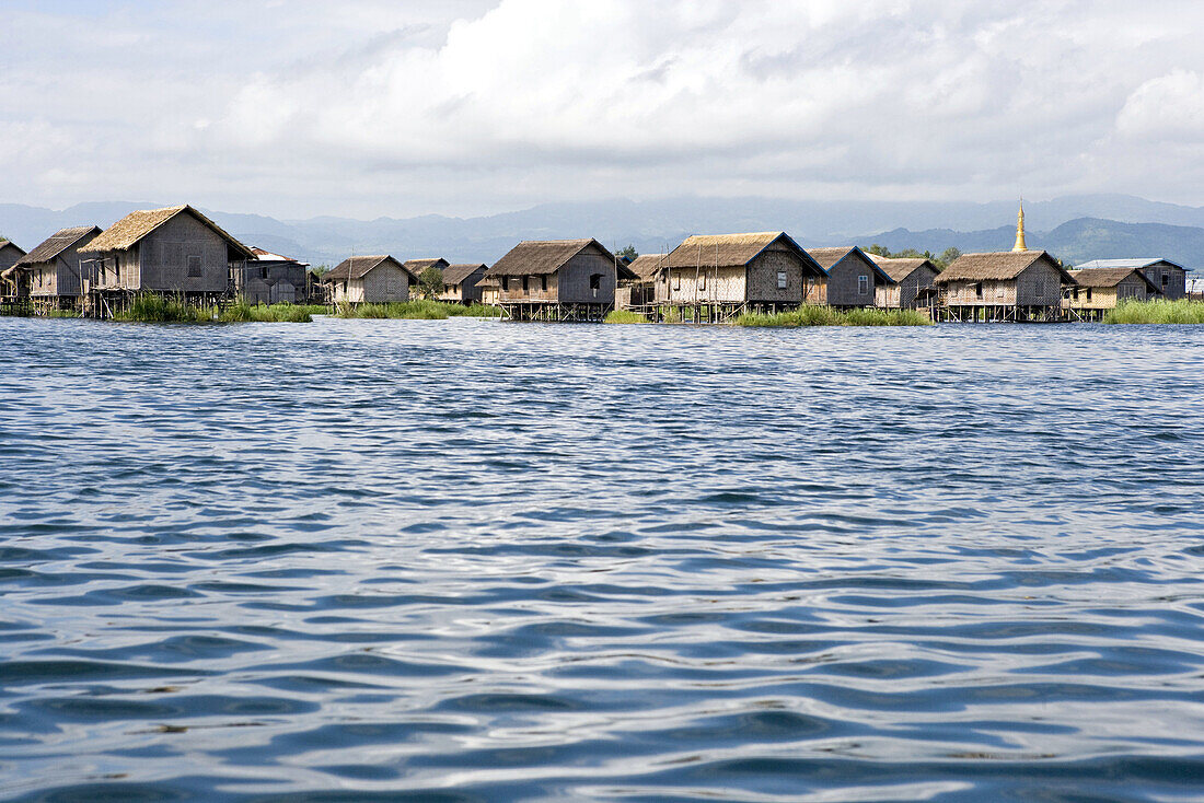Village of stilt houses on Inle Lake, Myanmar