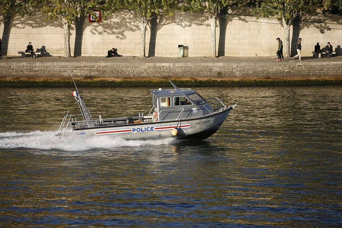 France, Seine river police boat