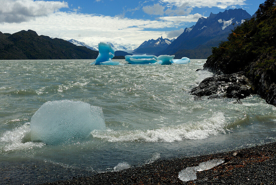 Chile, Patagonia, Torres del Paine national park, lake Grey