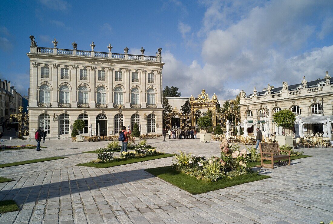 France, Lorraine, Meurthe et Moselle, Nancy, Stanislas square, Neptune fountain, fine arts museaum