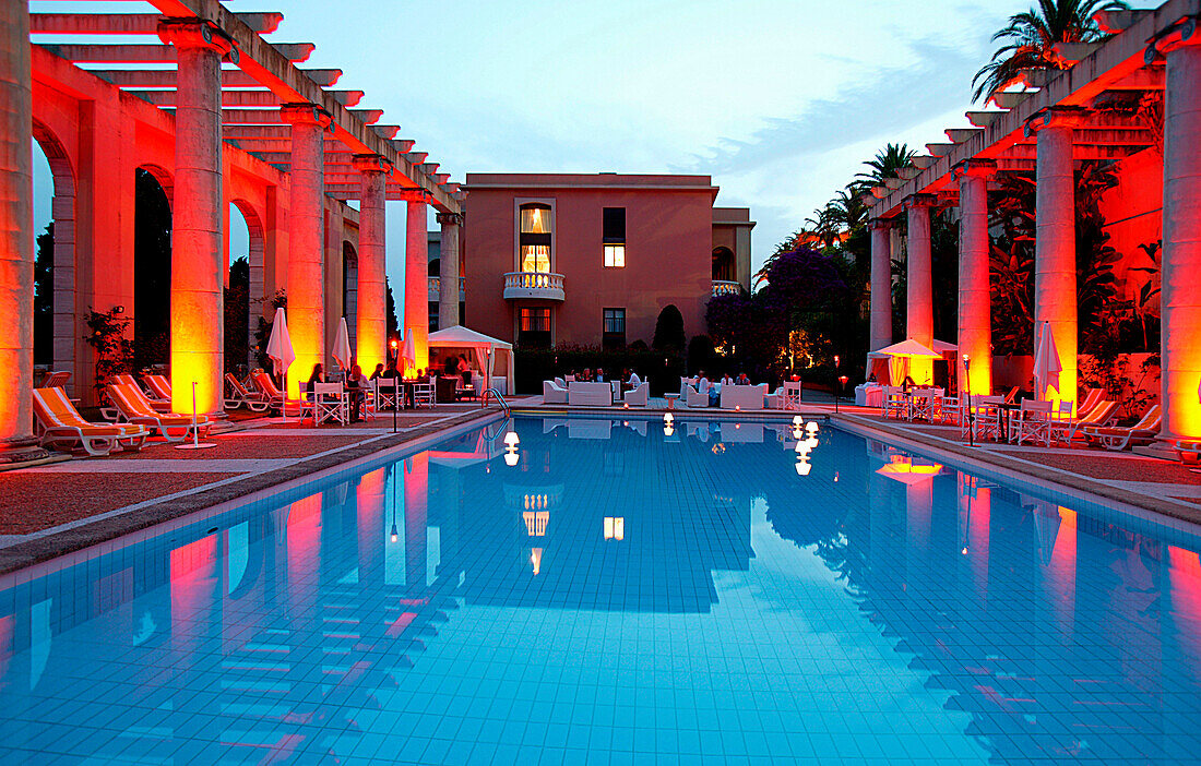 France, pool at sunset