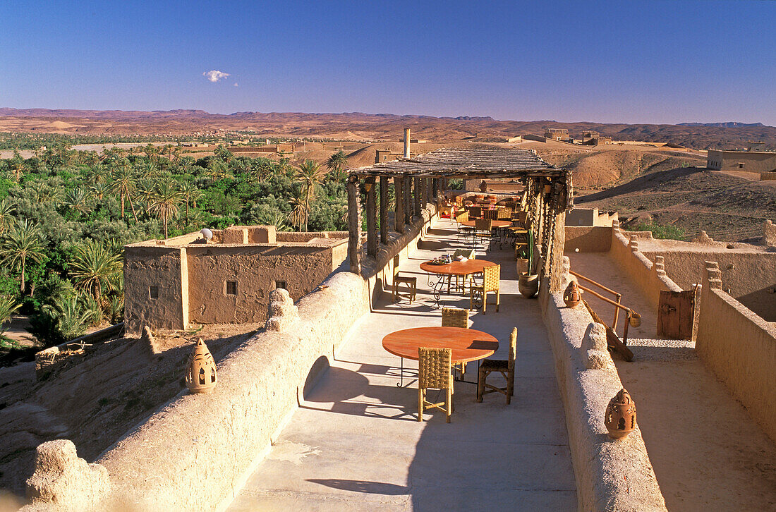 Morocco, Skoura, guest house terrace