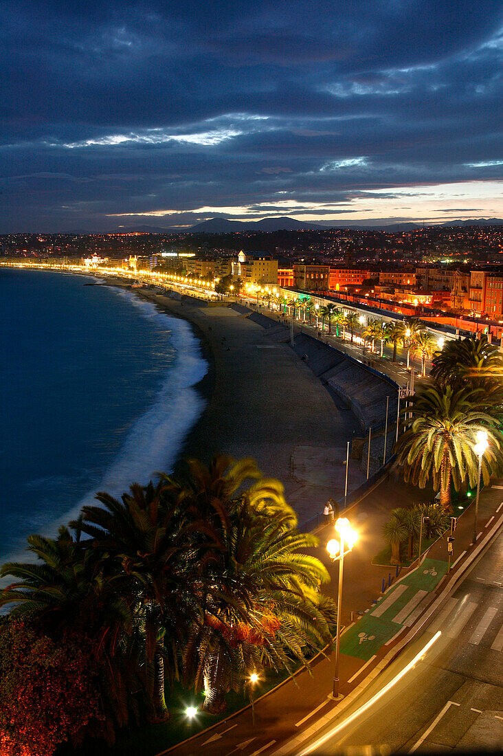 France, French Riviera, Alpes Maritimes, Nice by night, Promenade des Anglais