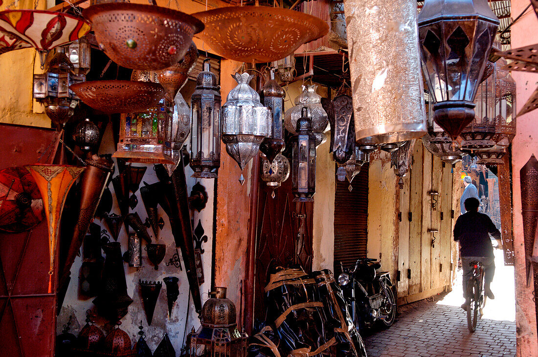 Morroco, City of Marrakesh, souks in the Medina
