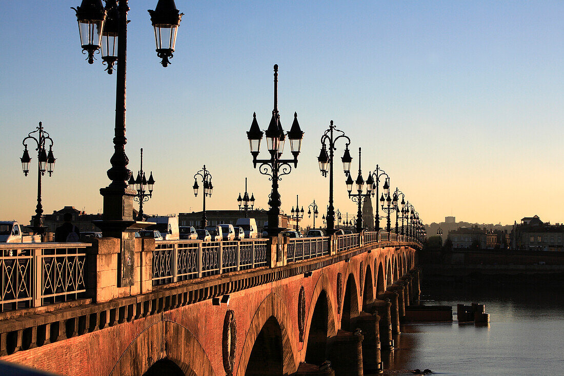 France, Gironde (33) Bordeaux, the Pont de Pierre (bridge stone), Unesco World Heritage 2007