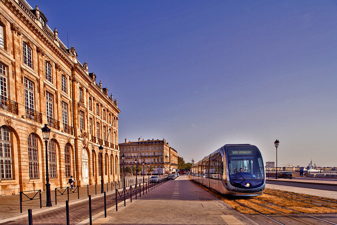 France, Gironde (33) Bordeaux, tramway on downtown