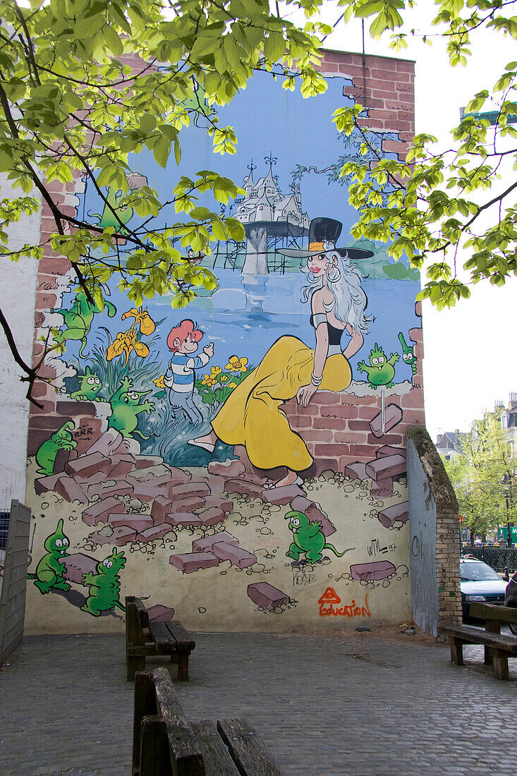 'Belgium, Bruxelles, Verdure street, fresco ''Isabelle'' by Will'