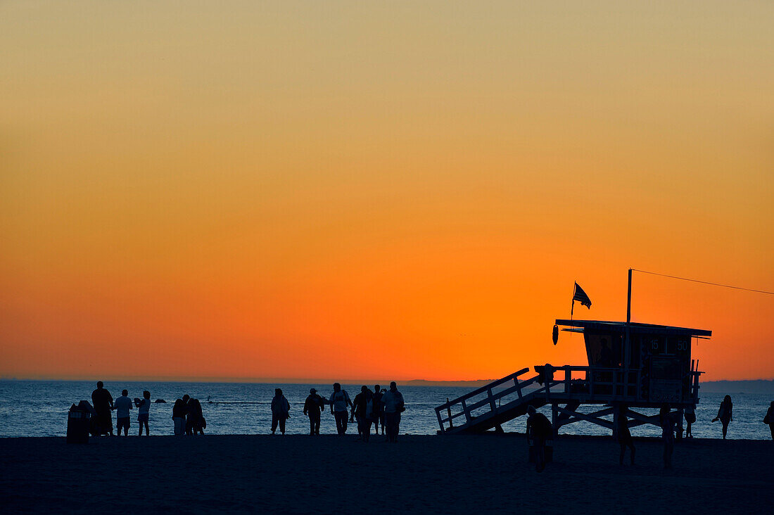 Beach in the sun set light, Santa Monica, California, USA