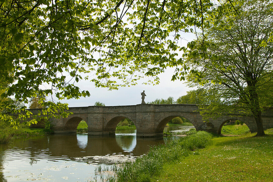 Bridge crossing the Altmühl river, Ornbau, Altmühl valley, Franconia, Bavaria, Germany, Europe