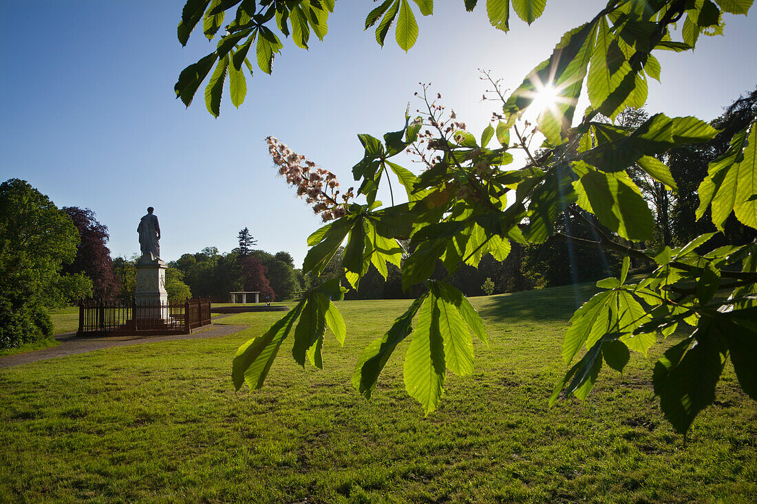 Statue of Prince Wilhelm Malte I., in the palace garden, Putbus, Ruegen island, Baltic Sea, Mecklenburg-West Pomerania, Germany