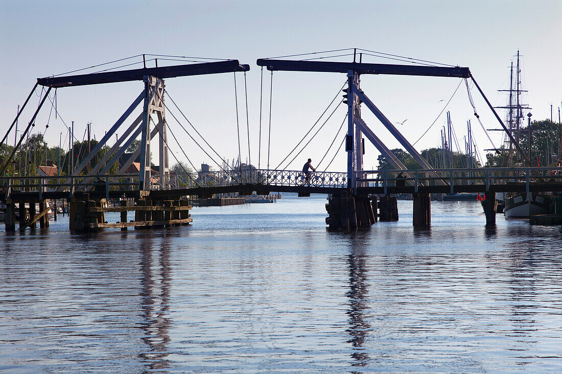 Flap bridge at Greifswald-Wieck, Baltic Sea, Mecklenburg-West Pomerania, Germany, Europe