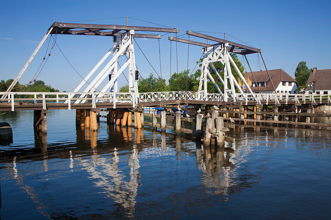 Flap bridge at Greifswald Wieck, Baltic Sea, Mecklenburg-West Pomerania, Germany, Europe