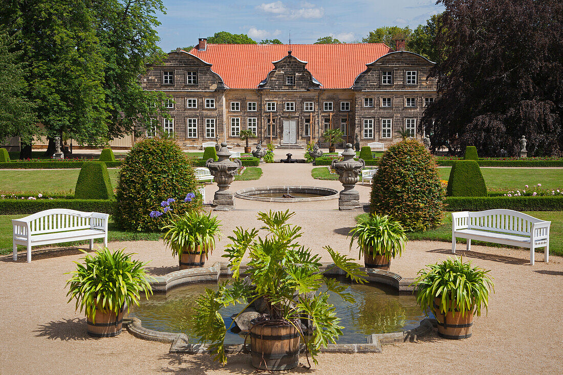 Small castle with baroque garden, Blankenburg, Harz mountains, Saxony-Anhalt, Germany