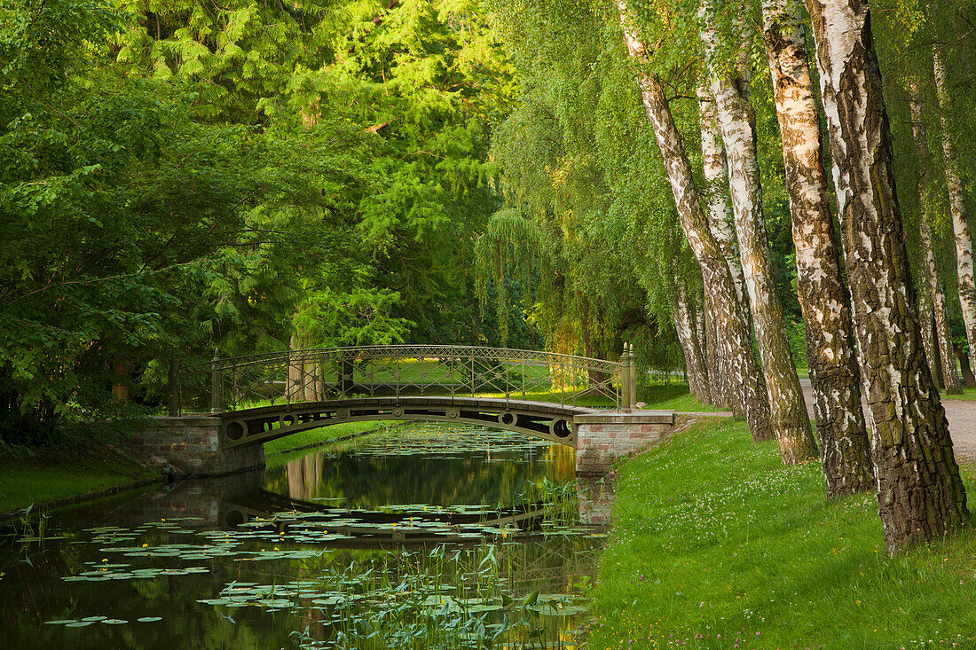 Brücke im Schlossgarten, Schweriner Schloss, Schwerin, Mecklenburg-Vorpommern, Deutschland