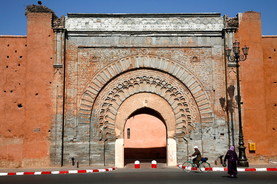 Africa, Maghreb, North africa,Morocco, Marrakech,  Bab Agnaou gate (Unesco world heritage)