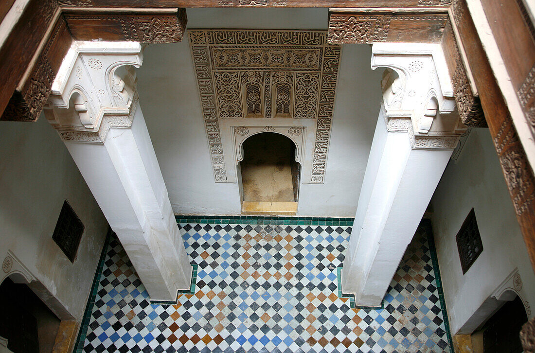 Africa, Maghreb, North africa,Morocco, Marrakech, Medersa Ben Youssef in the medina (UNESCO world heritage)