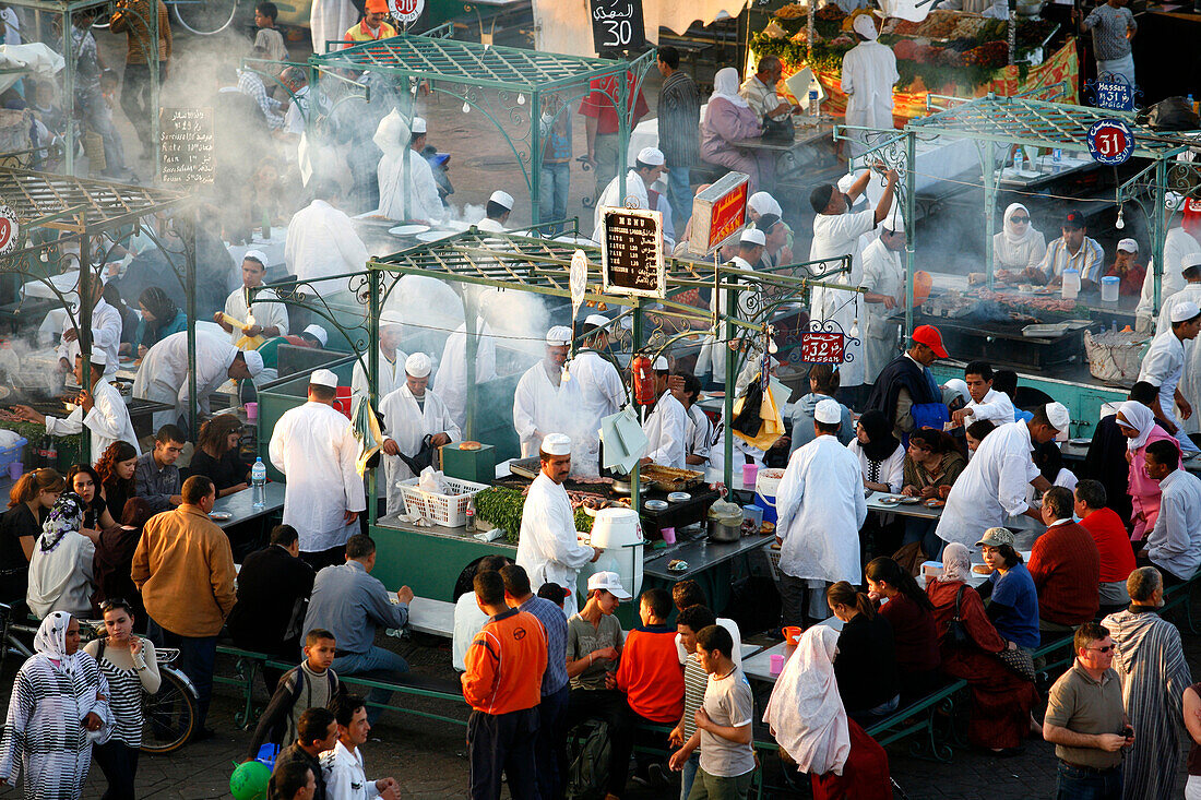 Africa, Maghreb, North africa,Morocco, Marrakech, Jemaa el Fna place (UNESCO world heritage)