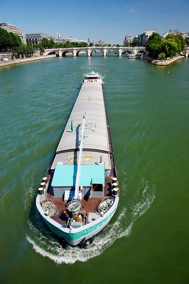 France, Paris, barge on the Seine river