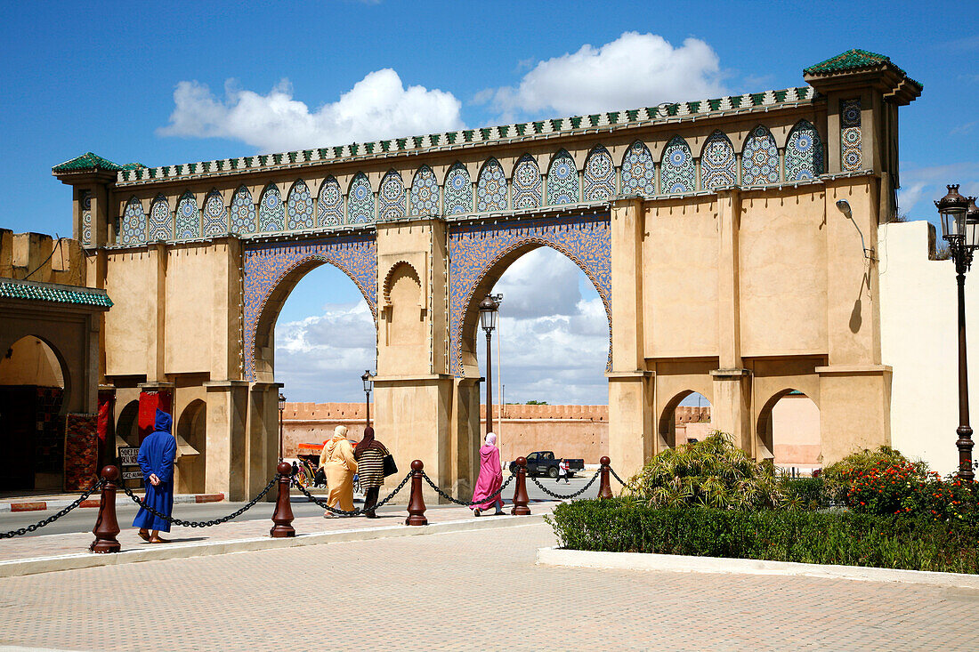 Africa, Maghreb, North africa,Morocco, Meknes, Moulay Ismail mausolee gate (Unesco world Heritage)