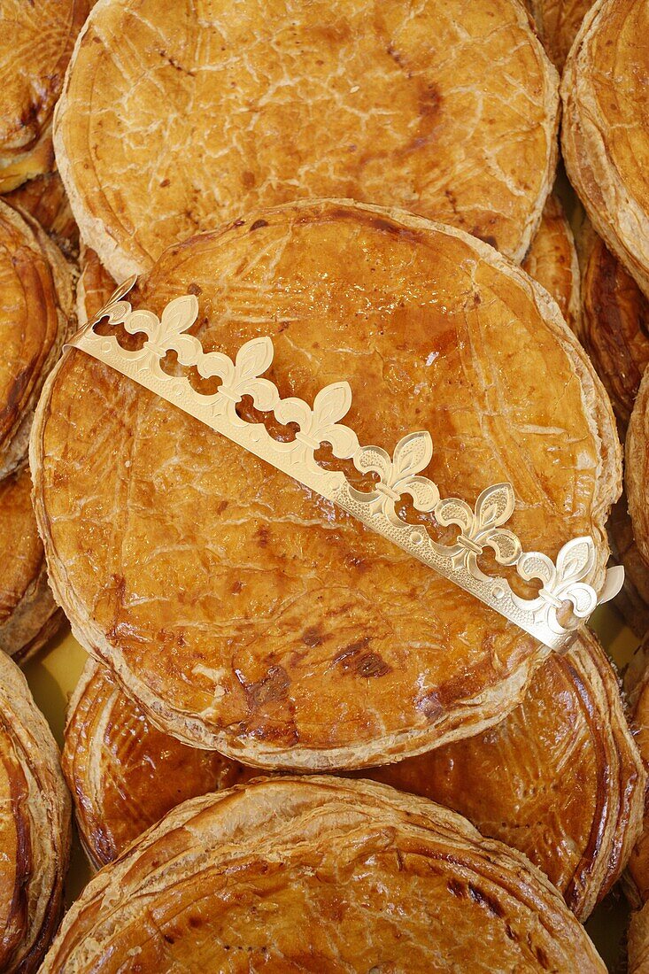 France, Paris, French galette des rois pastry eaten on Epiphany day