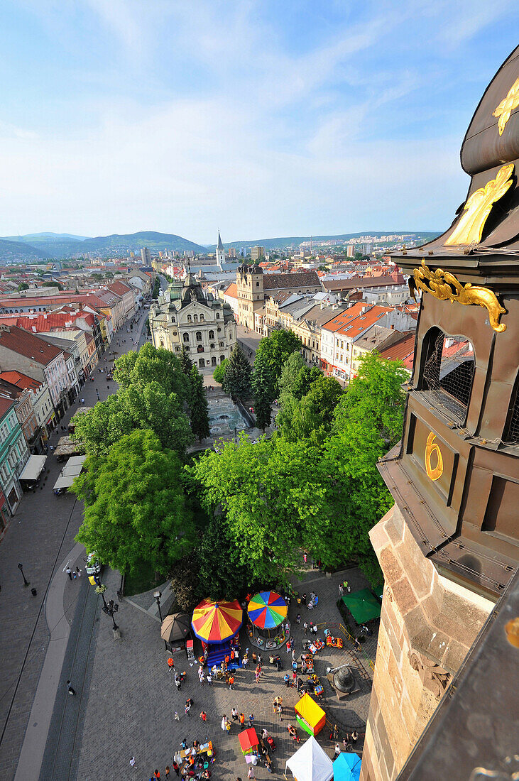 View from the cathedral over the city, Kosice, eastern Slovakia, Europe