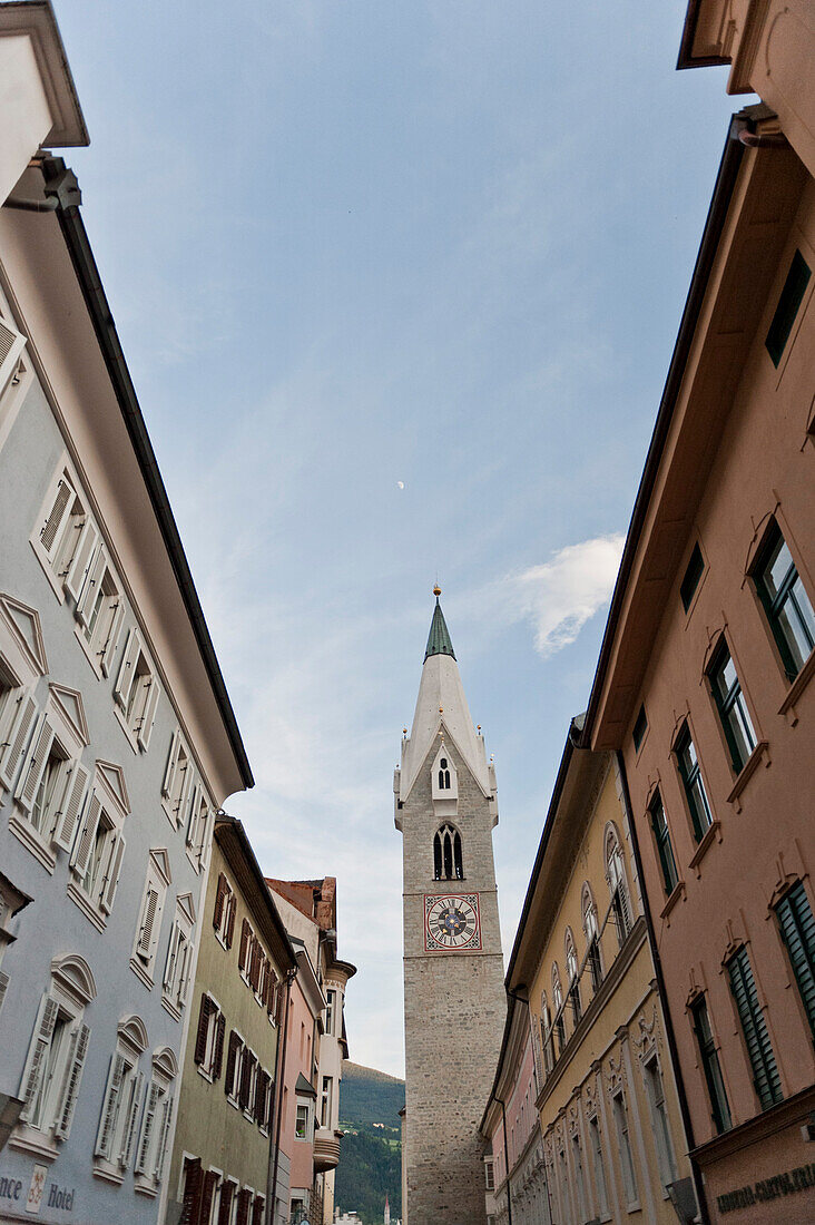 Steeple and houses at Brixen, South Tyrol, Italy, Europe