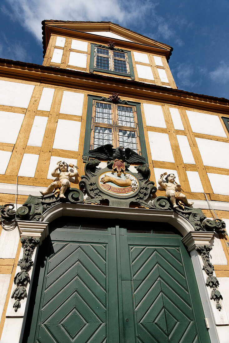 Museum portal, Haus Zum Güldenen Arm, Hermann Elflein Street, Potsdam, Land Brandenburg, Germany