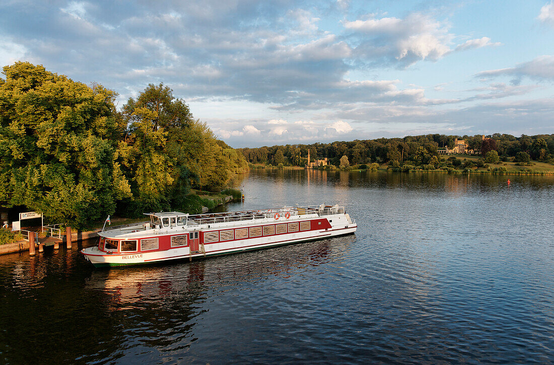 Havel, Bellevue Passenger Boat at Babelsberg Castle, Babelsberger Park, Potsdam, Land Brandenburg, Germany