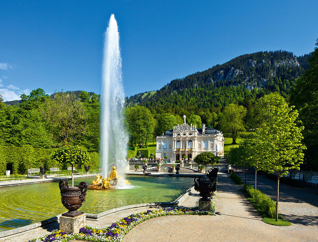 Schloß Linderhof, Ettal, Oberbayern, Bayern, Deutschland