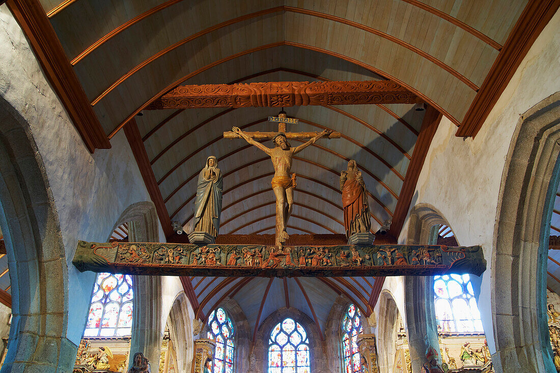 Enclos paroissial in Lampaul-Guimiliau, Finistere, Bretagne, France, Europe