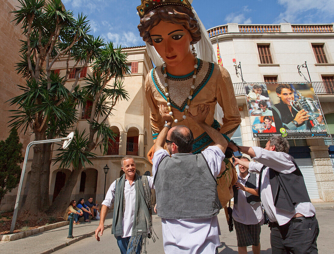 Trobada de Gegants, Umzug der Riesenfiguren, Festes de Primavera, Frühlingsfest, Manacor, Mallorca, Balearen, Spanien, Europa