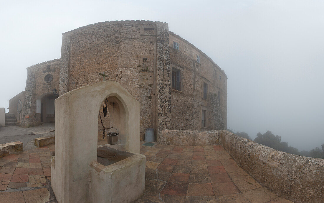 Ermita de Sant Salvator, monastry, Puig de Sant Salvator, mountain with monastry, near Felanitx, Mallorca, Balearic Islands, Spain, Europe