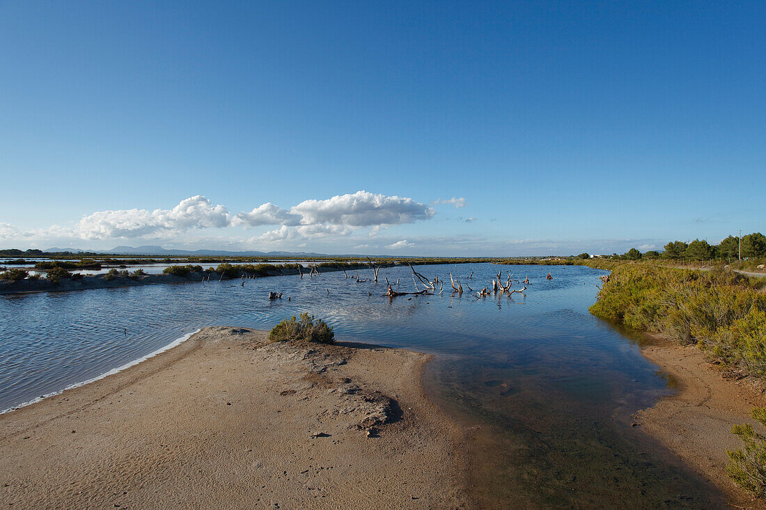 Salines de Levant, saline, salt winning, near Colonia de Sant Jordi, Mallorca, Balearic Islands, Spain, Europe