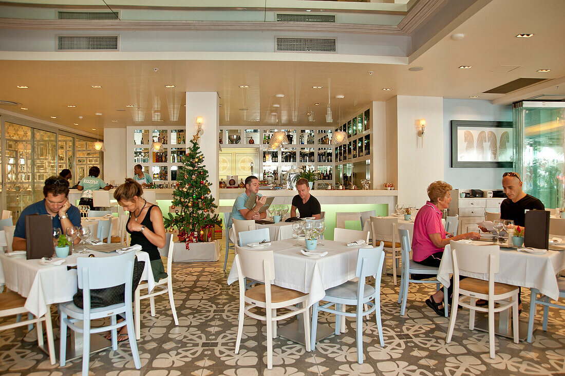 People at a restaurant, New Waterkant district, Cape Town, South Africa