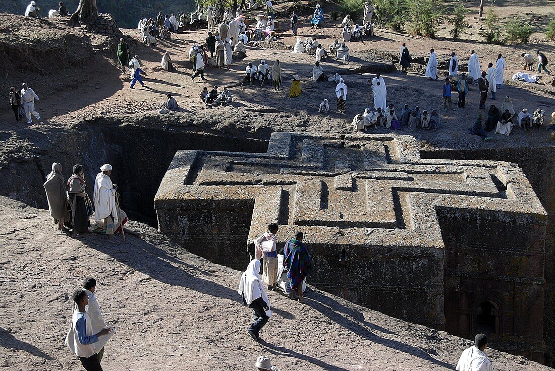 Ethiopie, Lalibela, St George's church in Lalibela