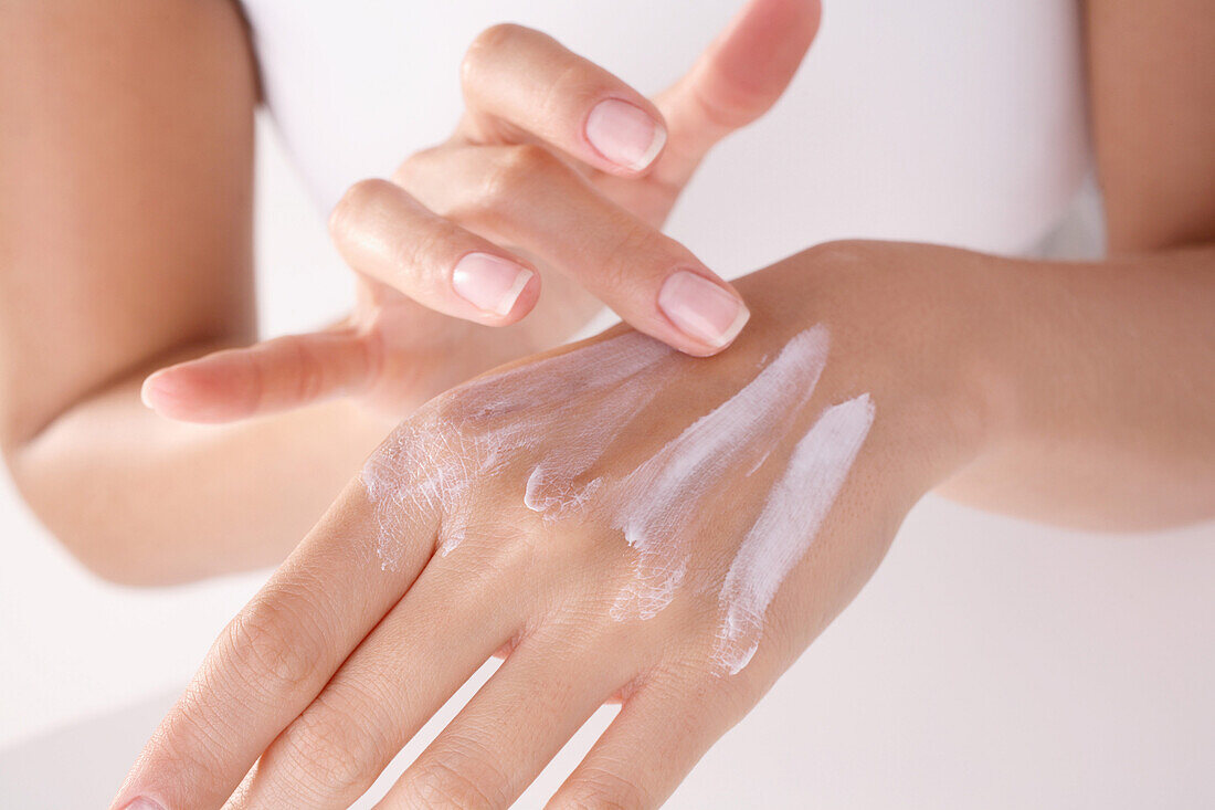 Woman, hand cream