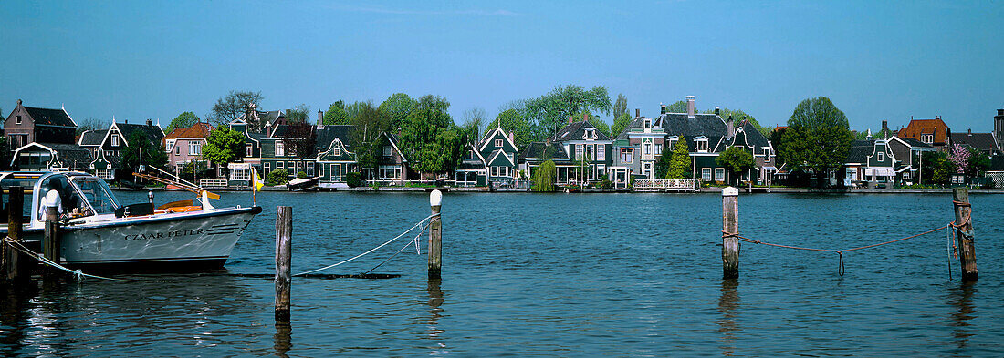 Netherlands, Zaanstad, Zaandam, Zaan river, boat