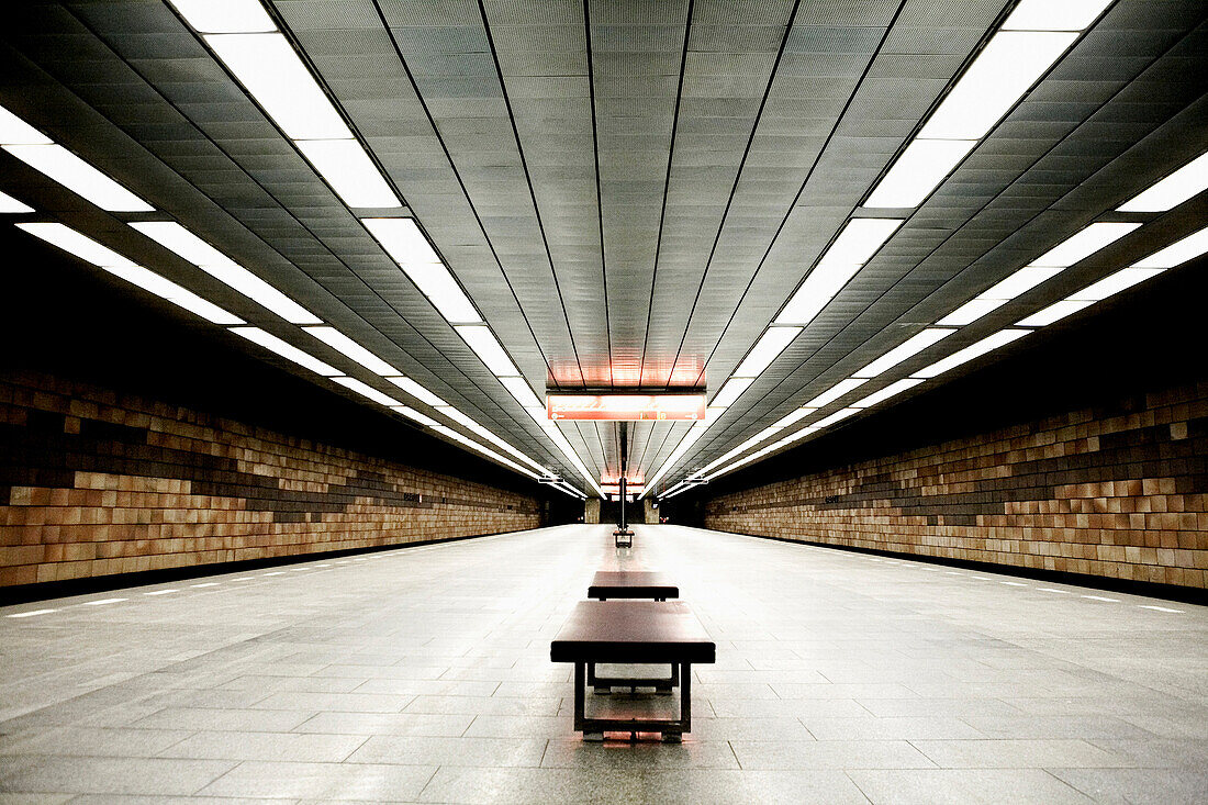 Empty Subway Platform, Prague, Czech Republic